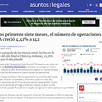 En los primeros siete meses, el nmero de operaciones de M&A creci 4,41% a 142